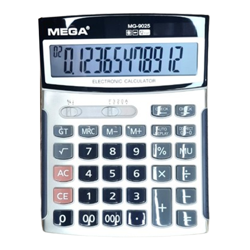 Mega MG-9025 Calculator - 12 Digits - White