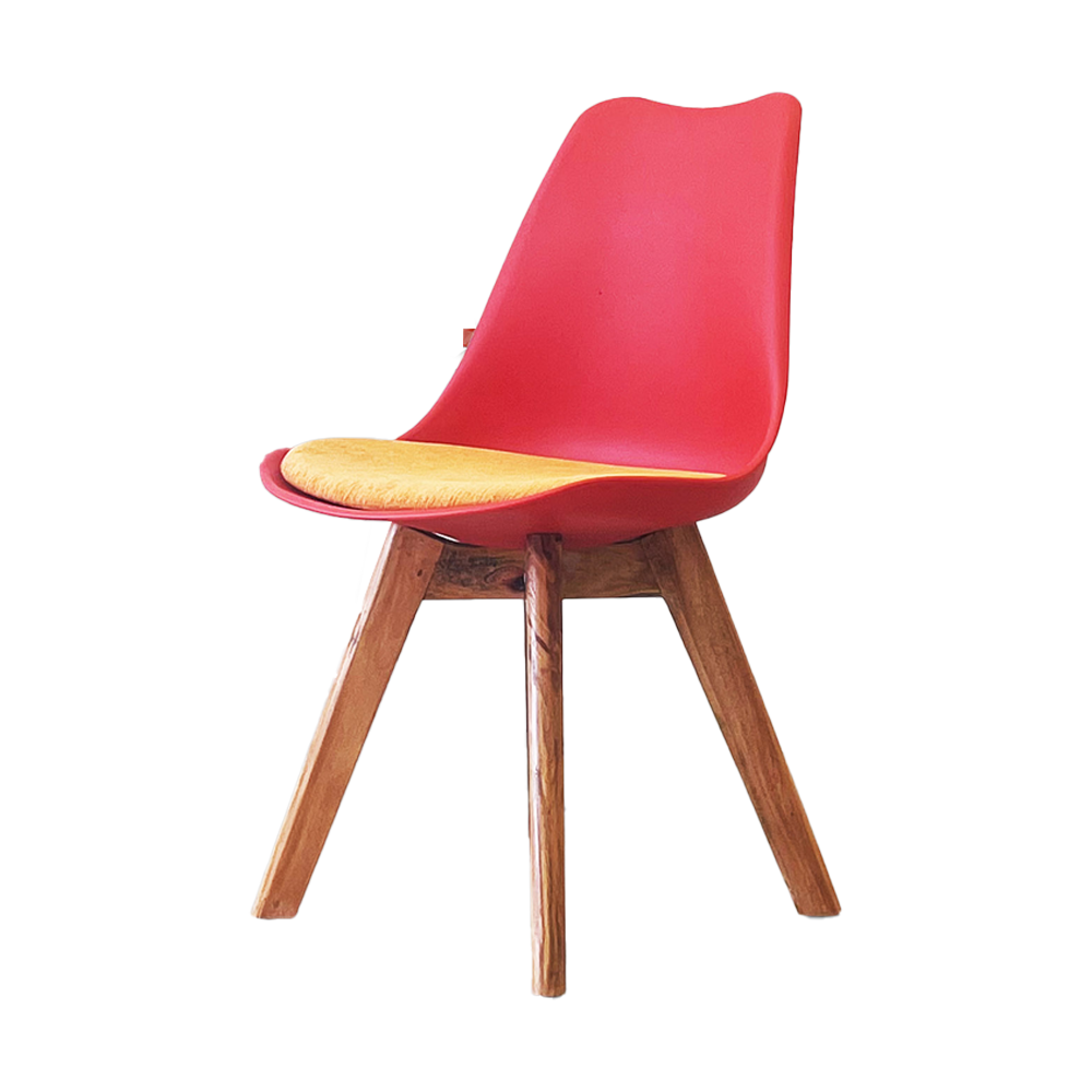 Plastic and Wood Restaurant Chair - Red